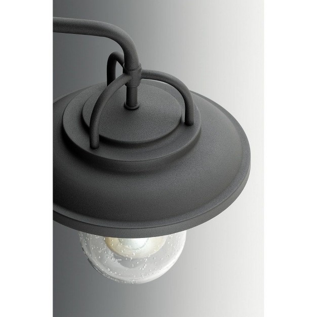 Progress Lighting Beaufort 1 light Small Wall Lantern Black Seeded Glass Shade Steel Wet Rated