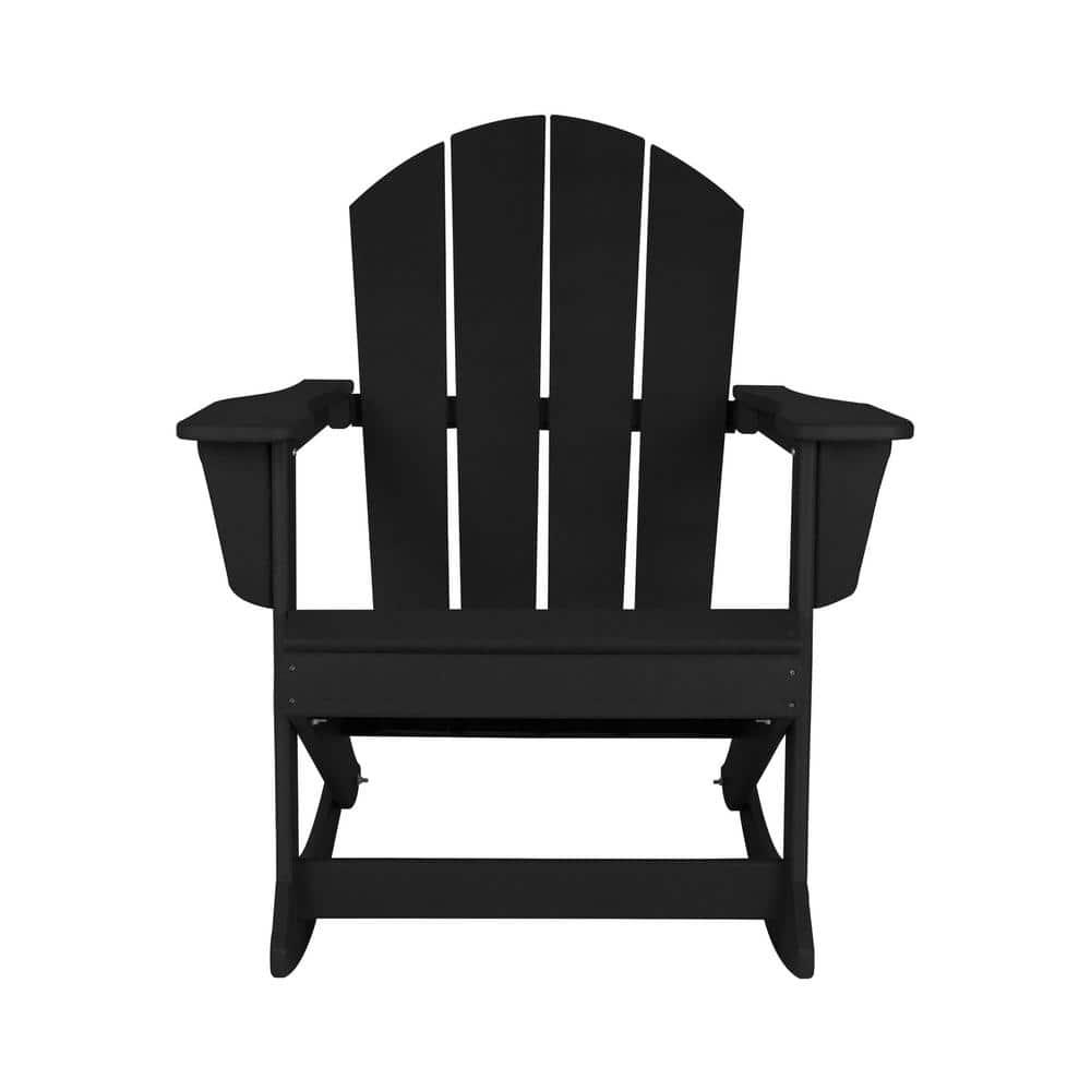 WESTIN OUTDOOR AMOS Black Outdoor Rocking Poly Adirondack Chair