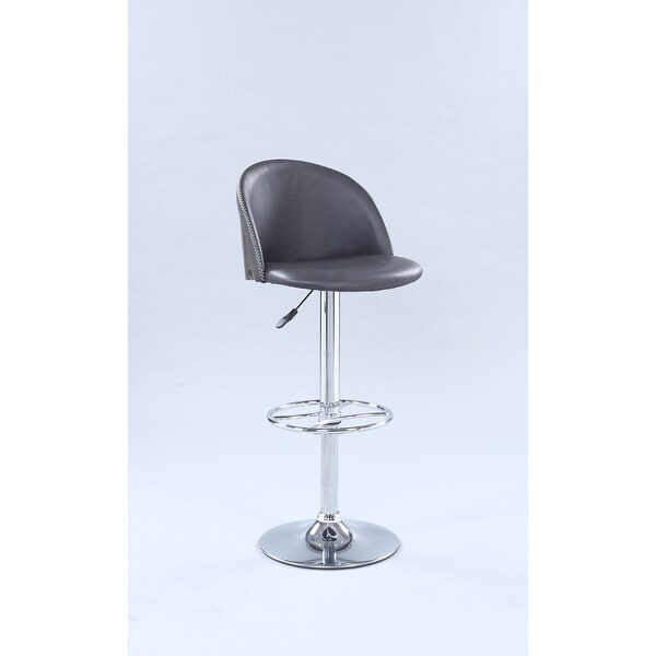 Somette Rounded Back Pneumatic Adjustable Stool with Dark Gray Faux Leather