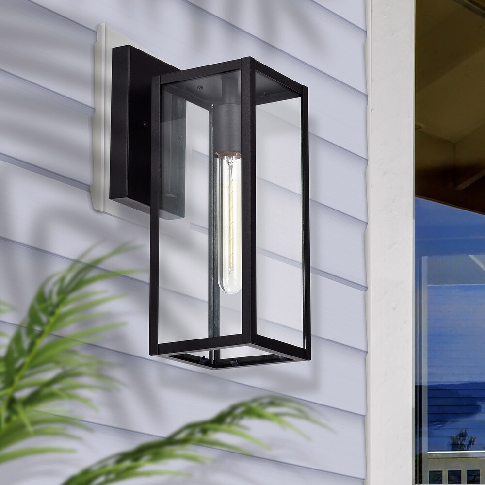 Rectangular Porch Light with One Light Lantern Matte Black Finish   7.25*5*13.75