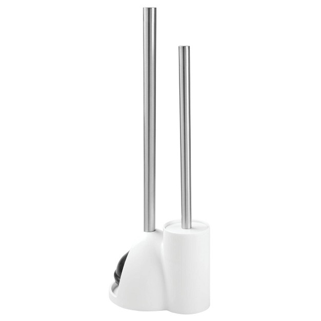 Idesign Toilet Brush With Holder And Plunger Set White