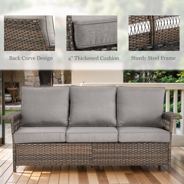 Outdoor Patio Couch Wicker Sofa with Deep Seating