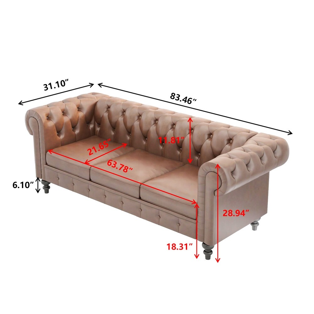 Chesterfield Tufted Cognac Brown Sofa