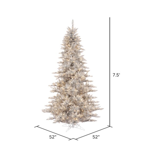 Vickerman 7.5' Silver Tinsel Fir Artificial Christmas Tree，Warm White Duralit LED Lights