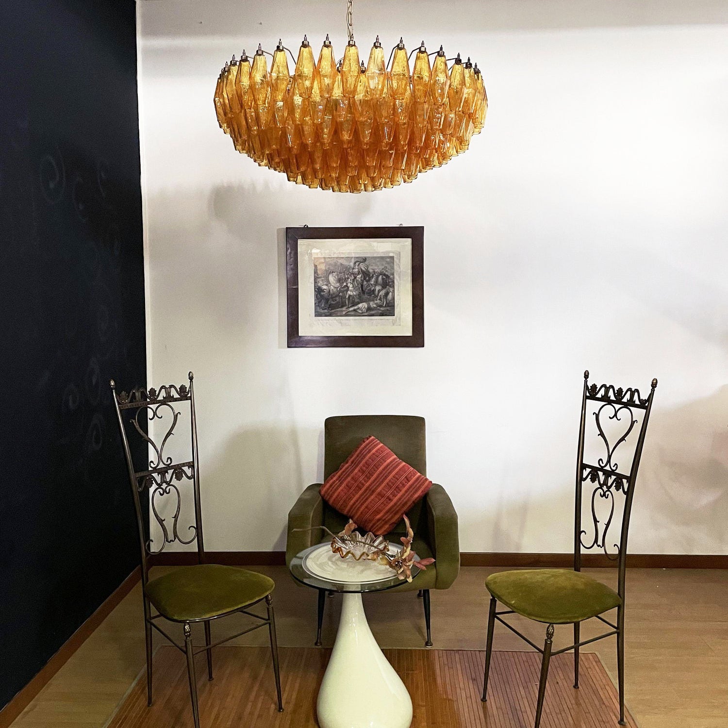 Murano Rhombus Amber Glass Chandelier