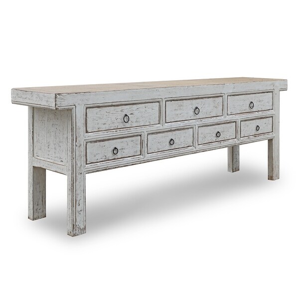 Artissance Amalfi Tow Tones 7 Drawers Sideboard Distressed White 98x20x35H