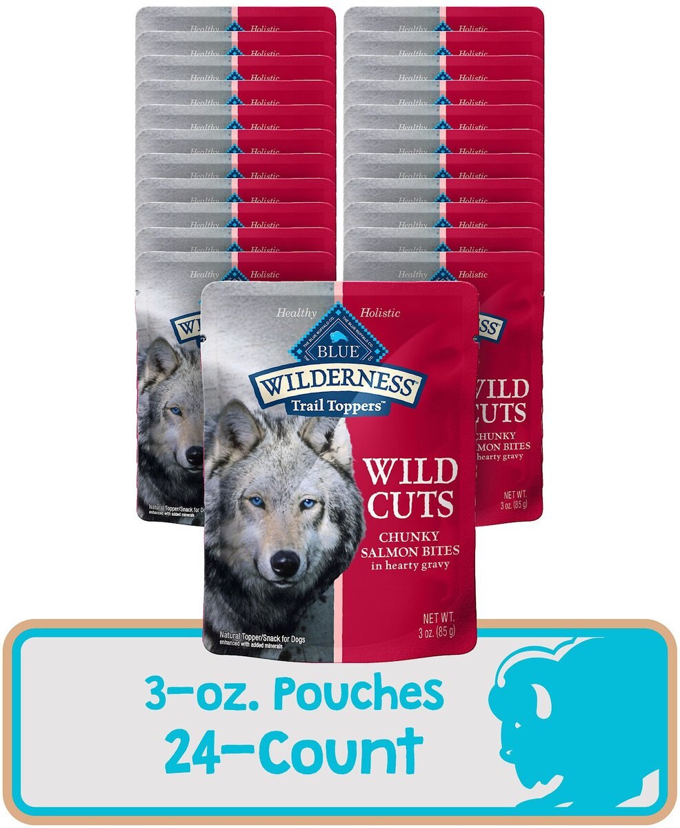 Blue Buffalo Wilderness Trail Toppers Wild Cuts Chunky Salmon Bites in Hearty Gravy Grain-Free Dog Food Topper