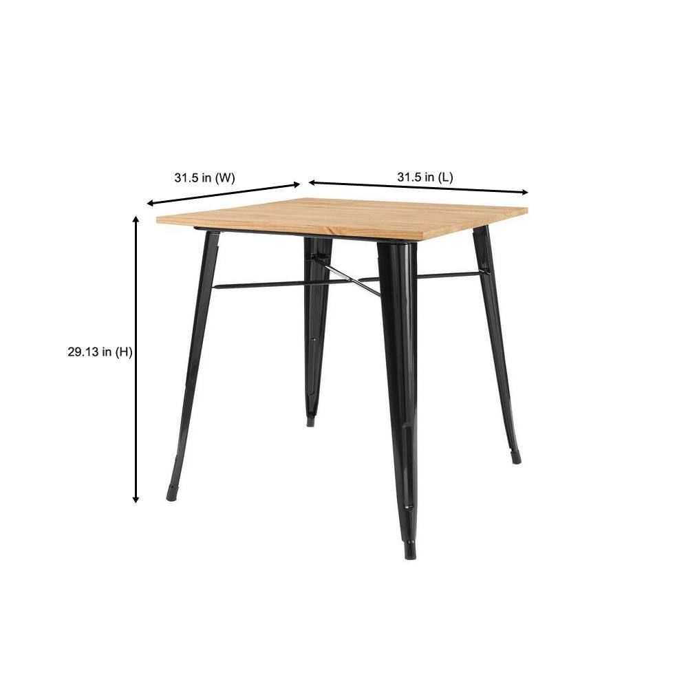 StyleWell Finwick Black Metal Square Dining Table TW801-BLK