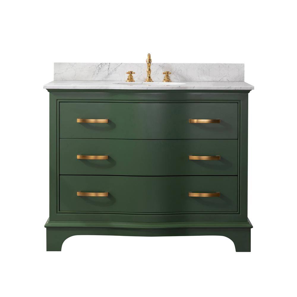 SUDIO Monroe 42 in. W x 22 in. D x 33.7 in. H Bath Vanity in Evergreen with White Marble Top Monroe-42EG