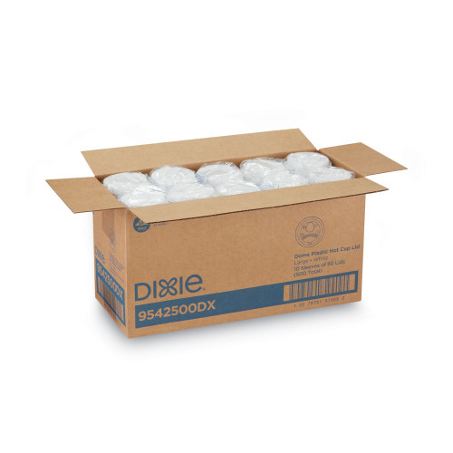 Dixie White Dome Lid Fits 10 oz to 16 oz Perfectouch Cups， 12 oz to 20 oz Hot Cups， WiseSize， 500/Carton (9542500DXCT)