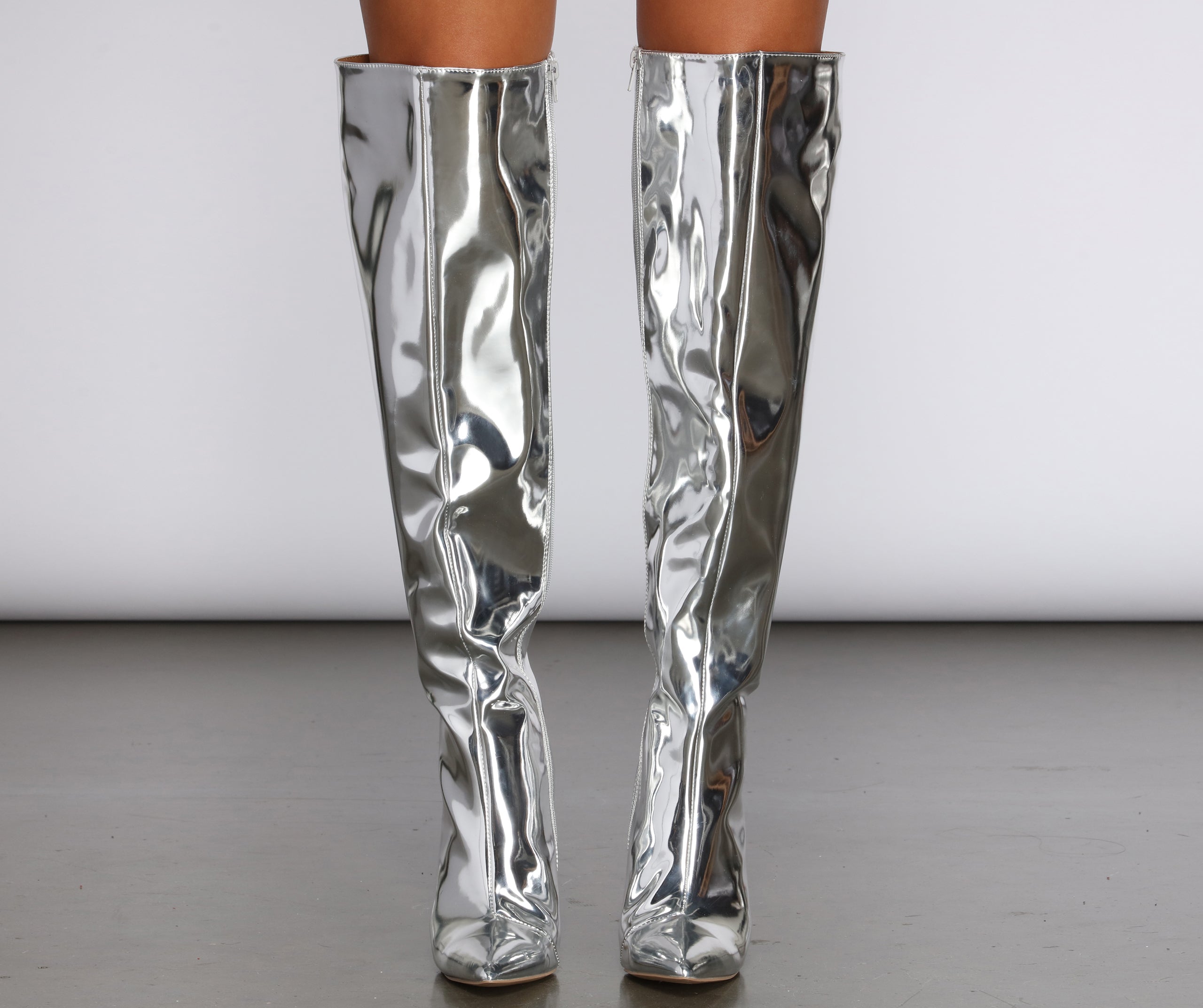 Mirrored Over The Knee Stiletto Boots