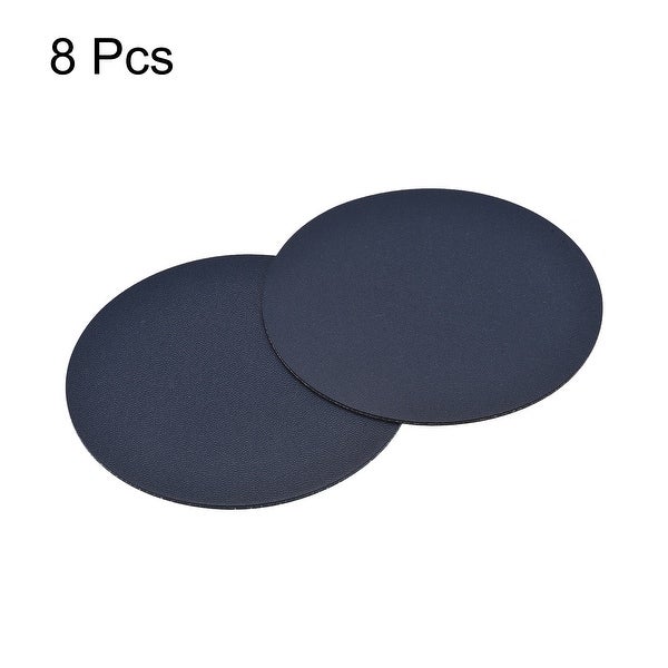 102mmRound Coasters PU Cup Mat Pad for Tableware Dark Blue 8pcs - Dark Blue