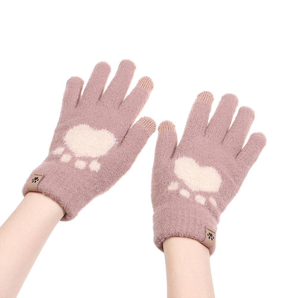 Women Double-layer Rabbit Hair Gloves