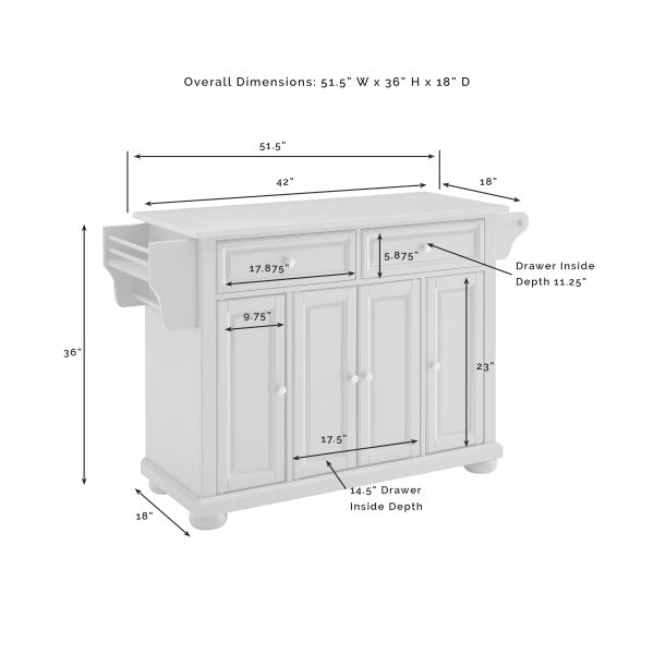 Alexandria Stainless Steel Top Kitchen Island/Cart