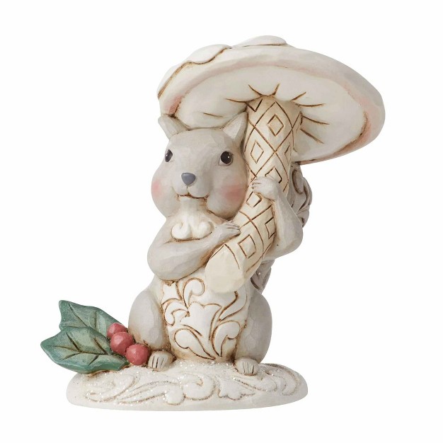 Jim Shore Woodland Squirrel With Mushroom One Figurine 4 Inches Winter Christmas Holly 6012686 Resin Multicolored