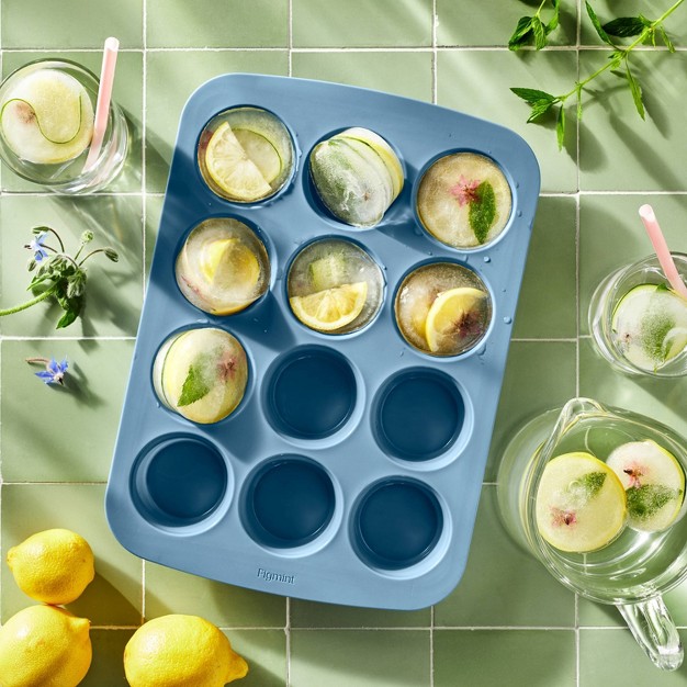 12ct Silicone Muffin Pan Blue