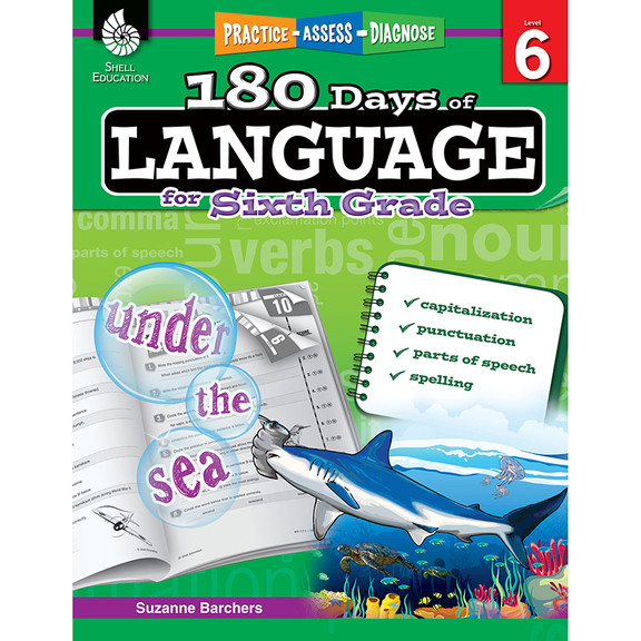 Shell Education SEP51171 180 Days Of Language Gr 6