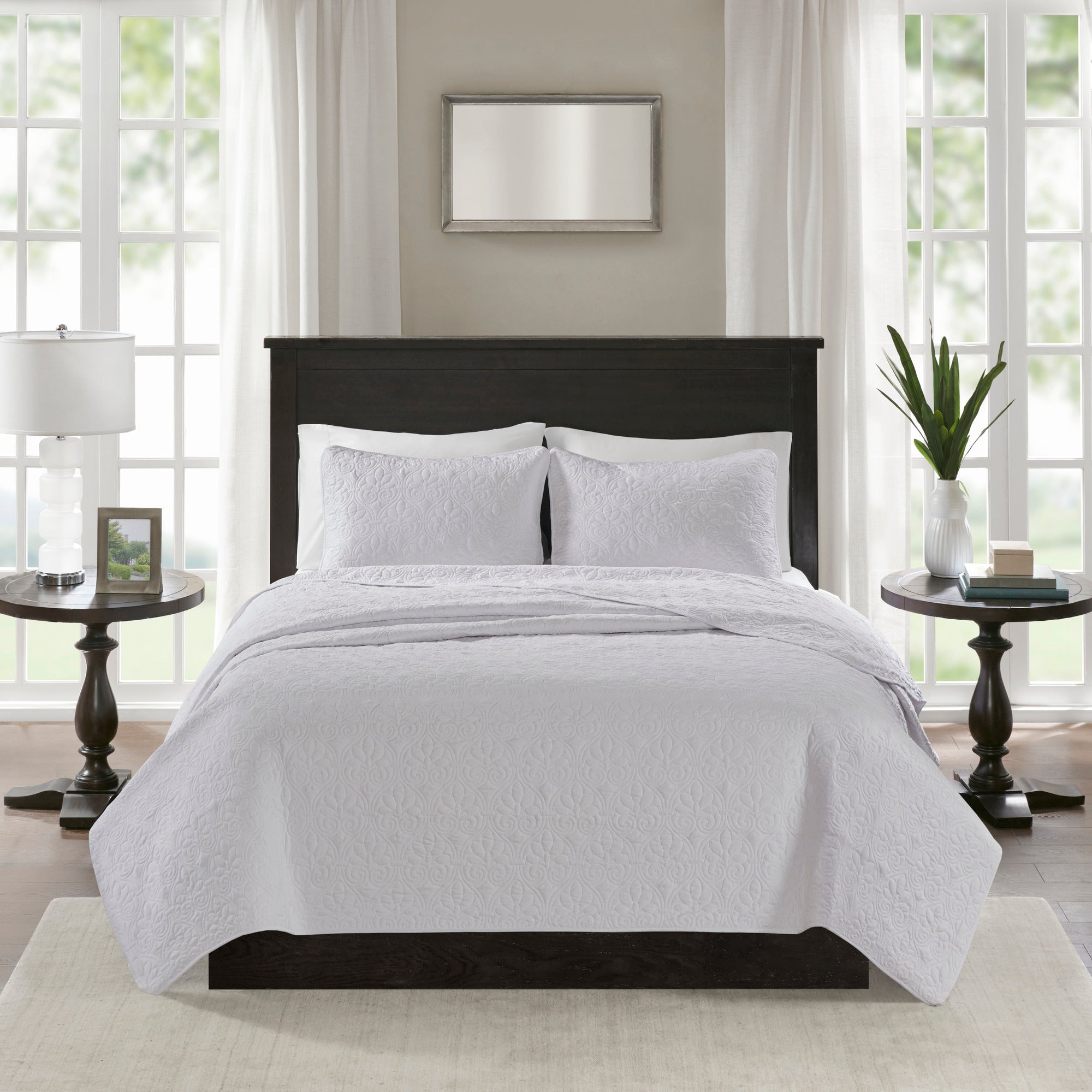 Home Essence Vancouver Super Soft Reversible Coverlet Set， Full/Queen， White