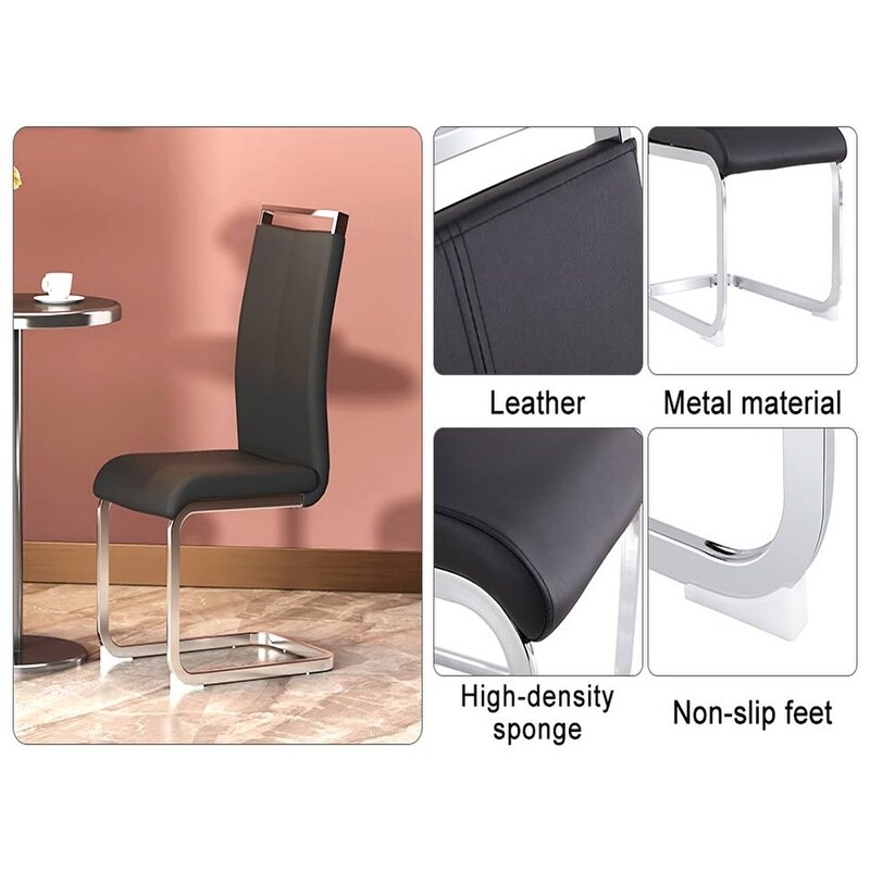 Modern Dining Chairs with Faux Leather Padded Seat and Metal Legs，Set of 4