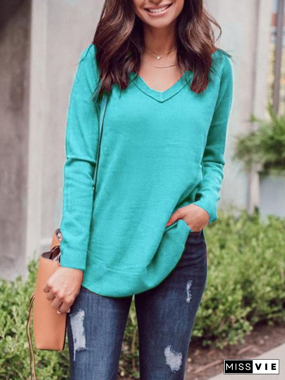 Casual Plus Size Tops Tunic Basic Sweater