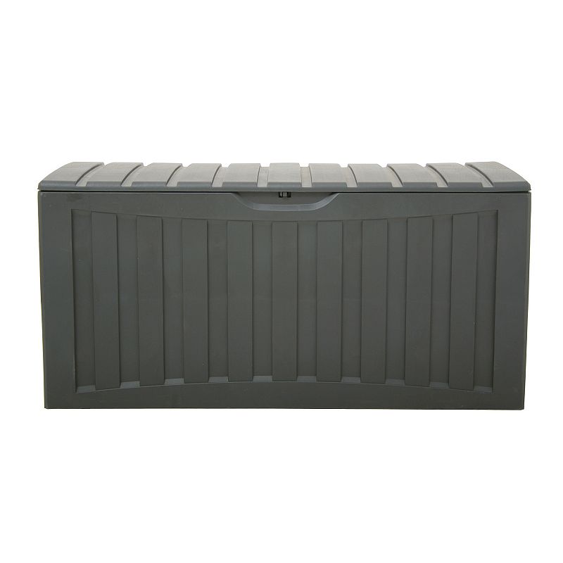 Ram Quality Products Plastic 90 Gal Outdoor Locking Storage Bin Deck Box， Gray