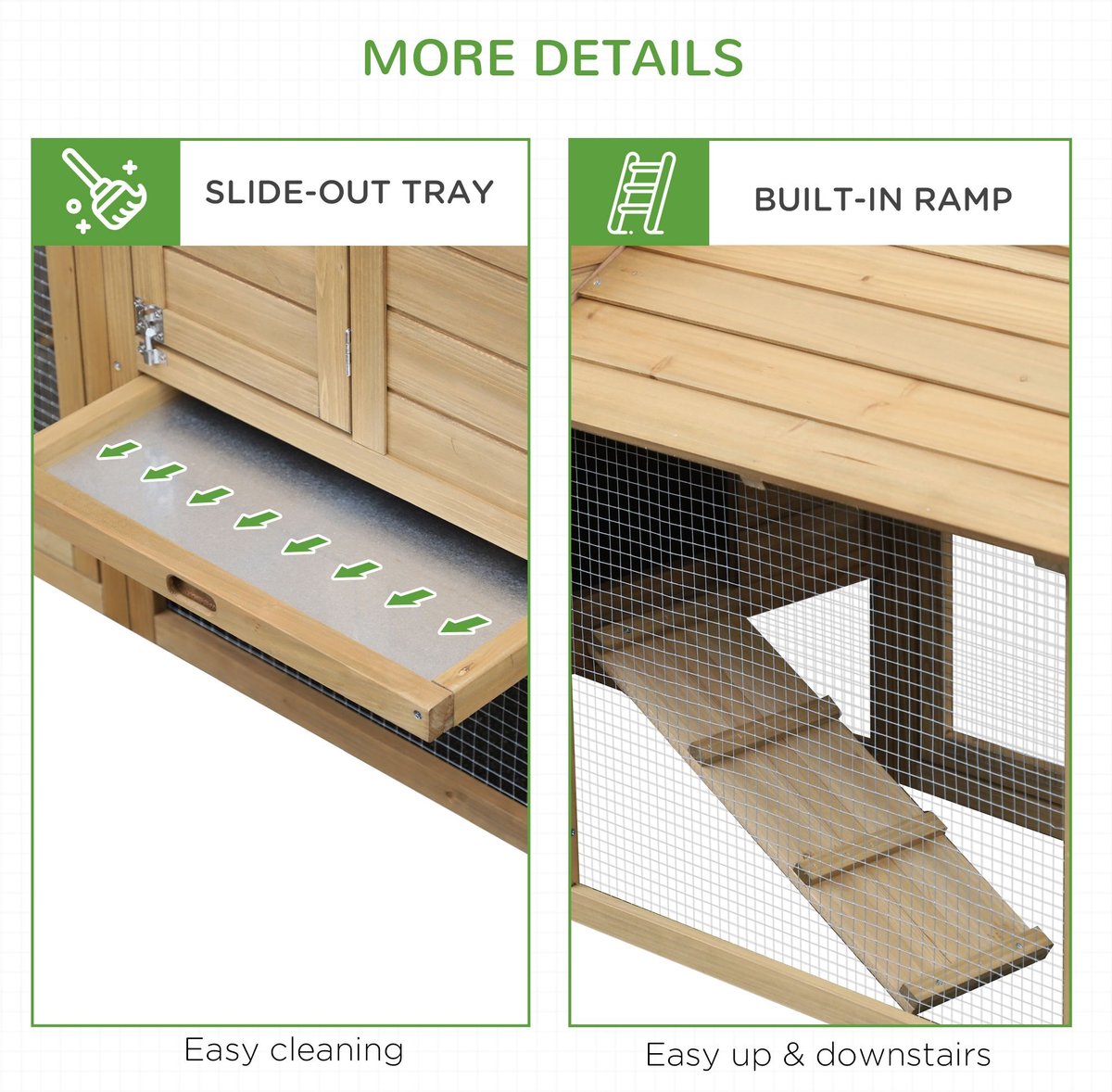 PawHut Nesting Box Wooden Chicken Coop， Hen House and Rabbit Hutch