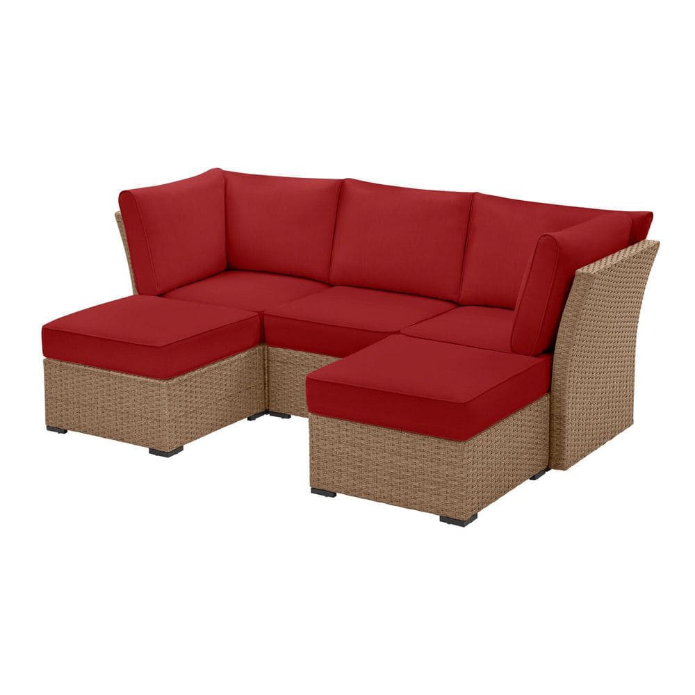 StyleWell Salisbury Cedarbrook 5-Piece Outdoor Sectional with Espresso Frame Finish and Chili Cushions GC-51312-SRPE-C