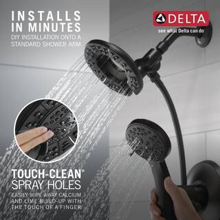 Delta In2ition 4-Spray Patterns 1.75 GPM 6 in. Wall Mount Dual Shower Heads in Matte Black 58499-BL