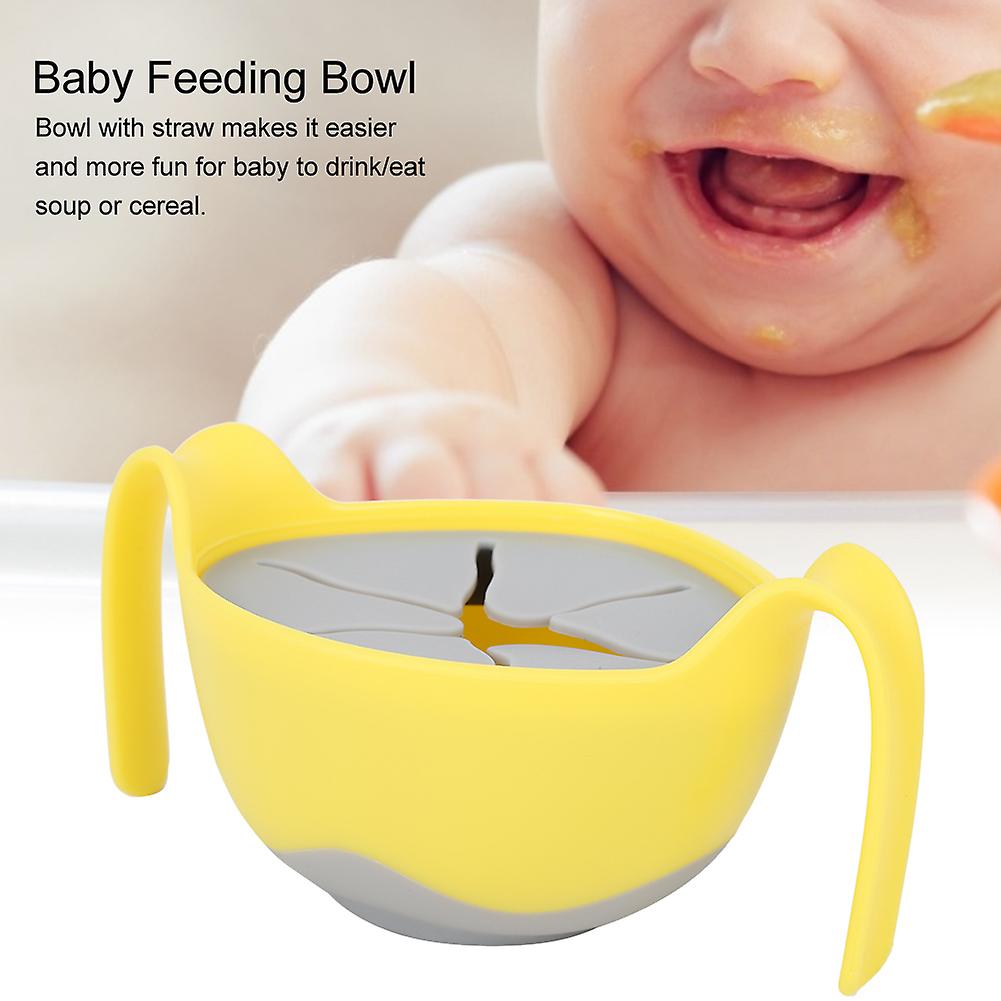 Baby Feeding Bowl Professional Baby Assist Food Bowl Soft Cover Straw Infant Feeding Toolsyellow