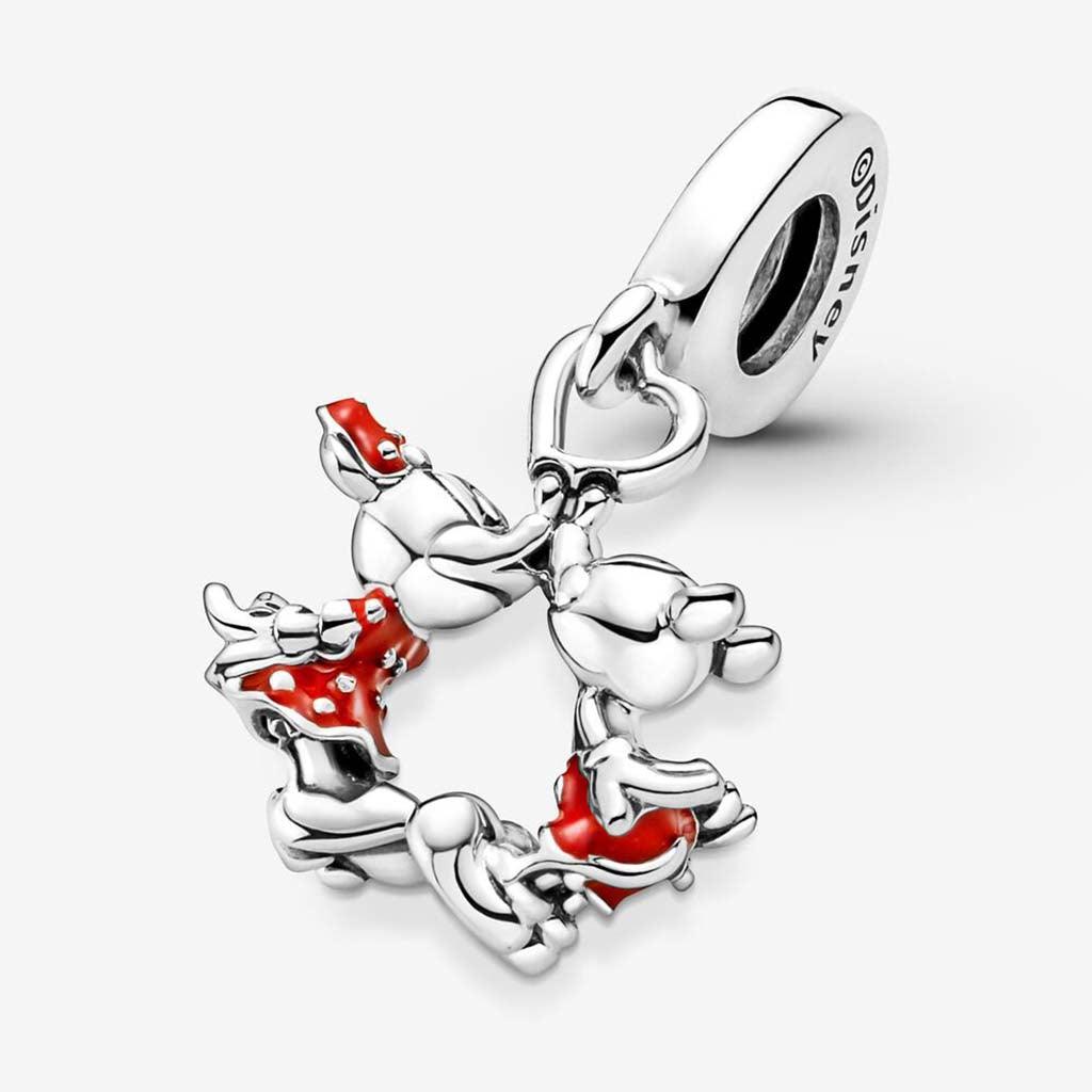 PANDORA  Disney Mickey Mouse & Minnie Mouse Kissing Dangle Charm