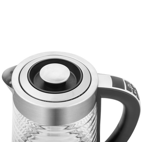 2.2L Electric Glass Kettle， Wave Body Kettle With Electronic Handle