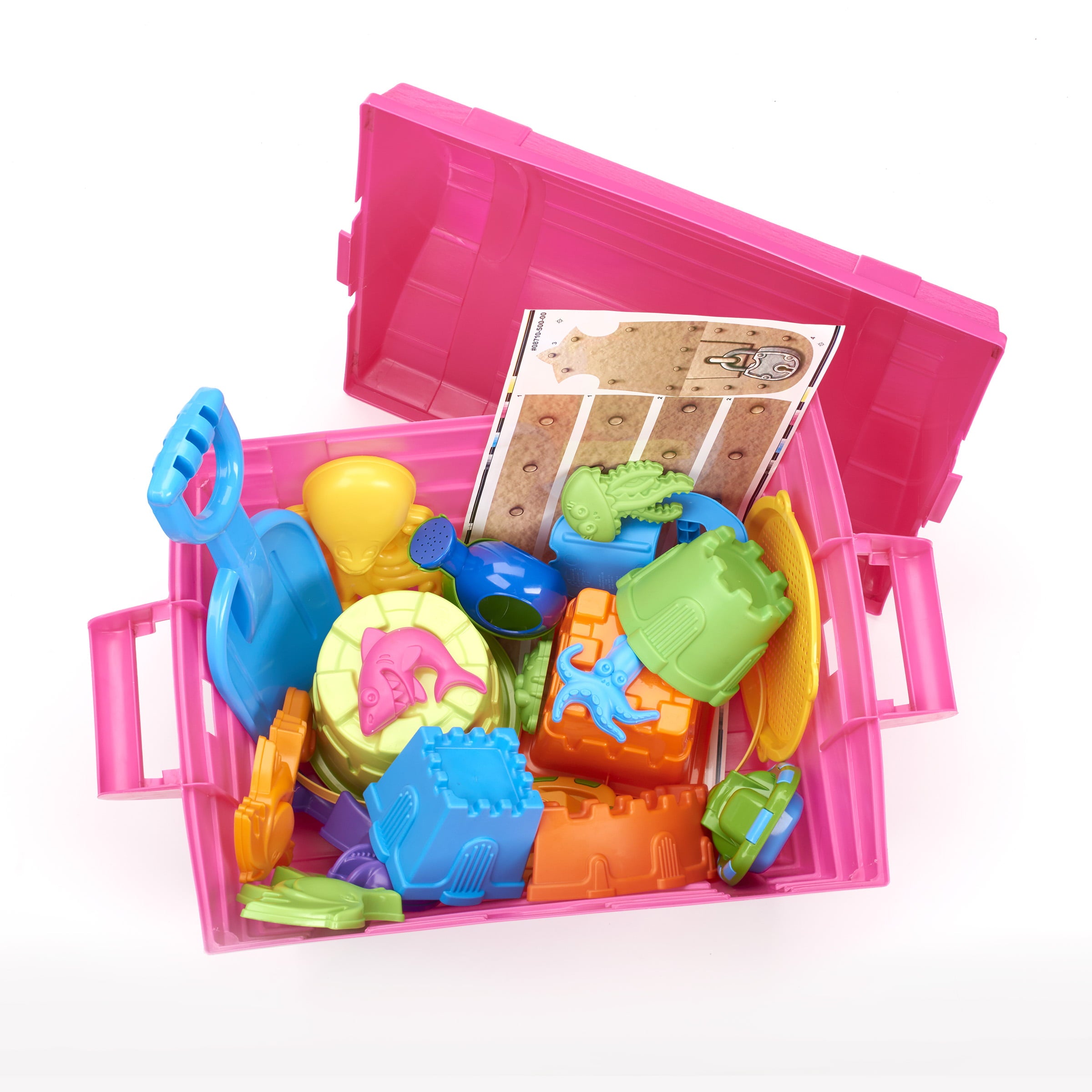 Play Day Treasure Chest with 20-Piece Sand Toys, Pink