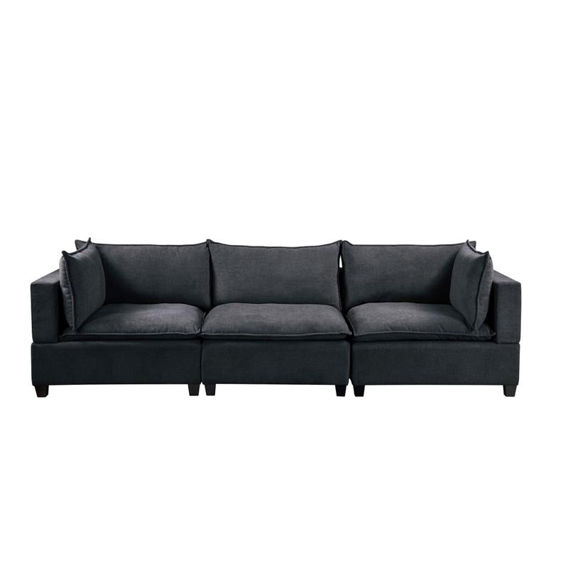 Bowery Hill Modern Fabric Down Feather Sofa Couch in Dark Gray