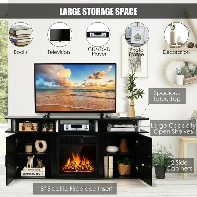 Modern Fireplace TV Console  Floating Top With Spacious Shelf  ampCabinets   Modern   Entertainment Centers And Tv Stands   by Declusia  Houzz