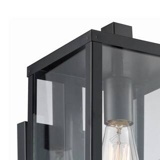 Bel Air Lighting Oxford 22.5 in. 1-Light Black Modern Outdoor Wall Light Fixture with Clear Glass 40752 BK