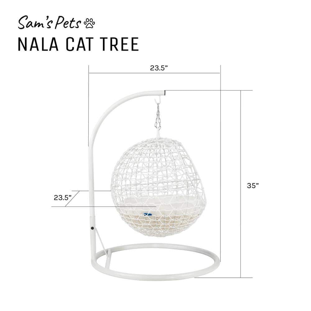 Sam's Pets Nala Medium White Hanging Egg Cat Condo Bed SP-CB1295WH