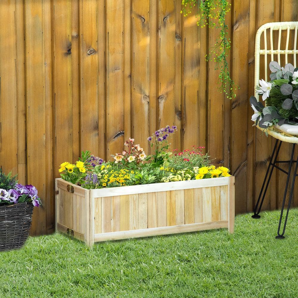 Outsunny Natural Fir Foldable Raised Garden Bed to Grow Vegetables， Herbs and Flowers 845-652