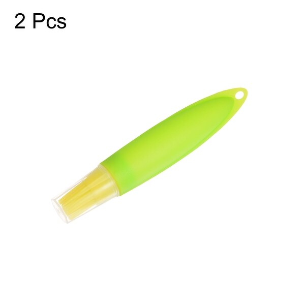 2pcs Silicone Oil Bottle Brush Tip Tail with Cap for BBQ Baking， Yellow+Green