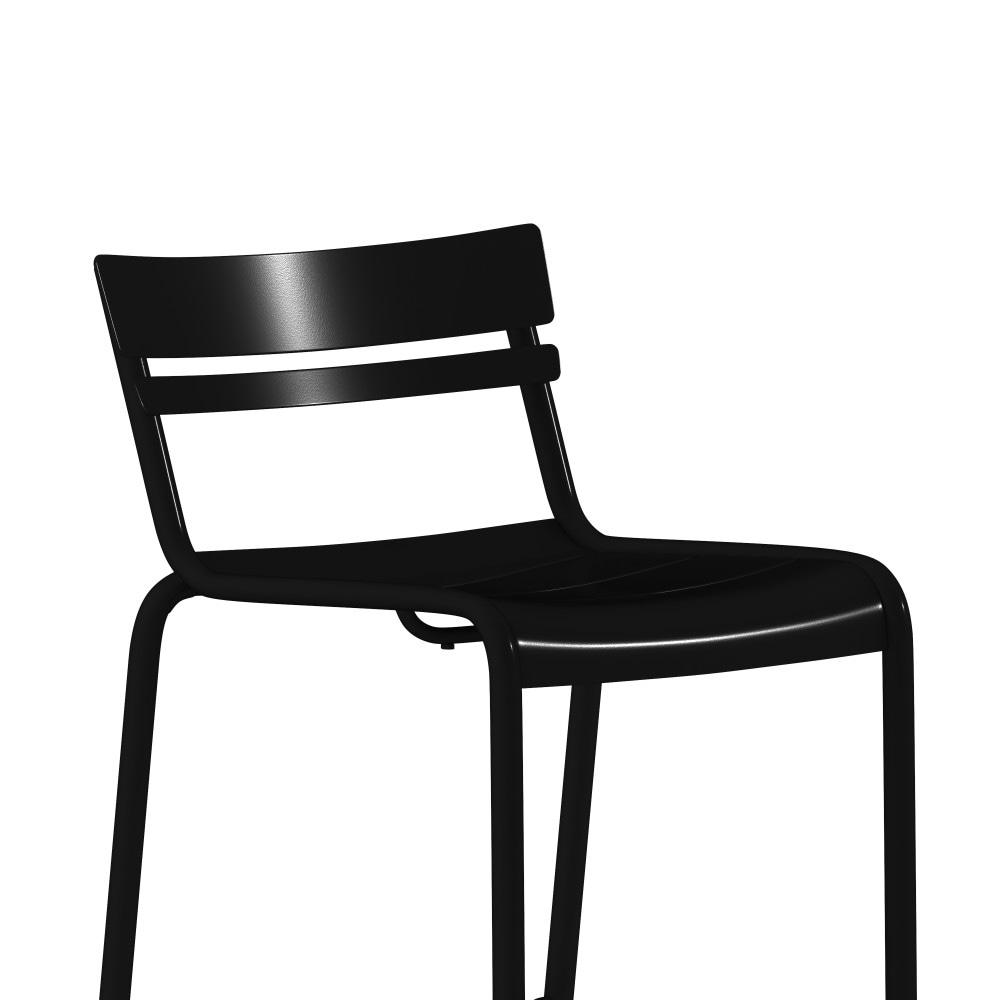 Modern Commercial Grade 2 Slat Indoor/Outdoor Steel Bar Stool