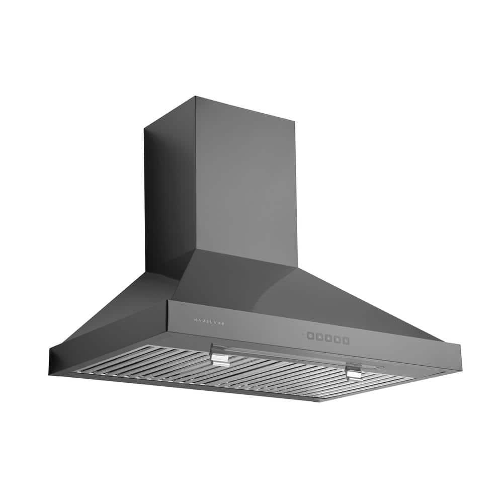 HAUSLANE 30 in Convertible Wall Mount Range Hood with Changeable LED Baffle Filters in Black Stainless Steel