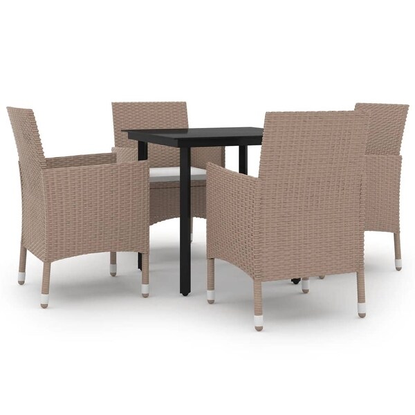 vidaXL Patio Dining Set Outdoor Table and Chair Set Poly Rattan and Glass