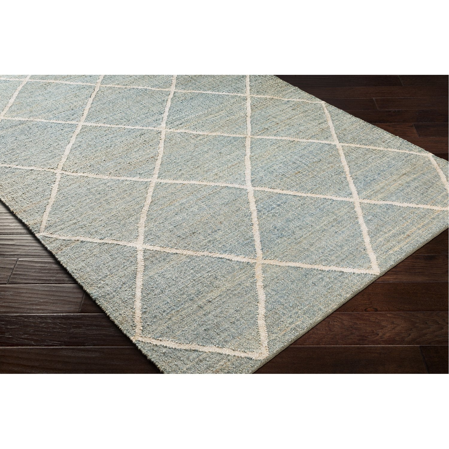 Cadence Hand Woven Rug in Sage, Ice Blue