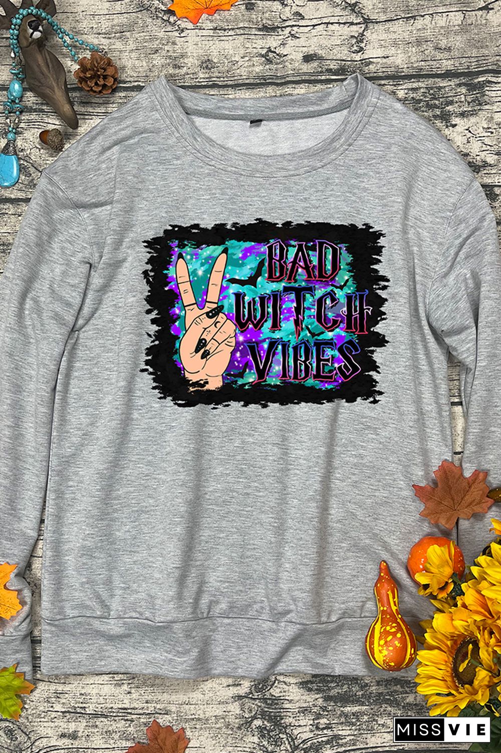 Bad Witch Vibes Print O-neck Long Sleeve Sweatshirts Women Wholesale