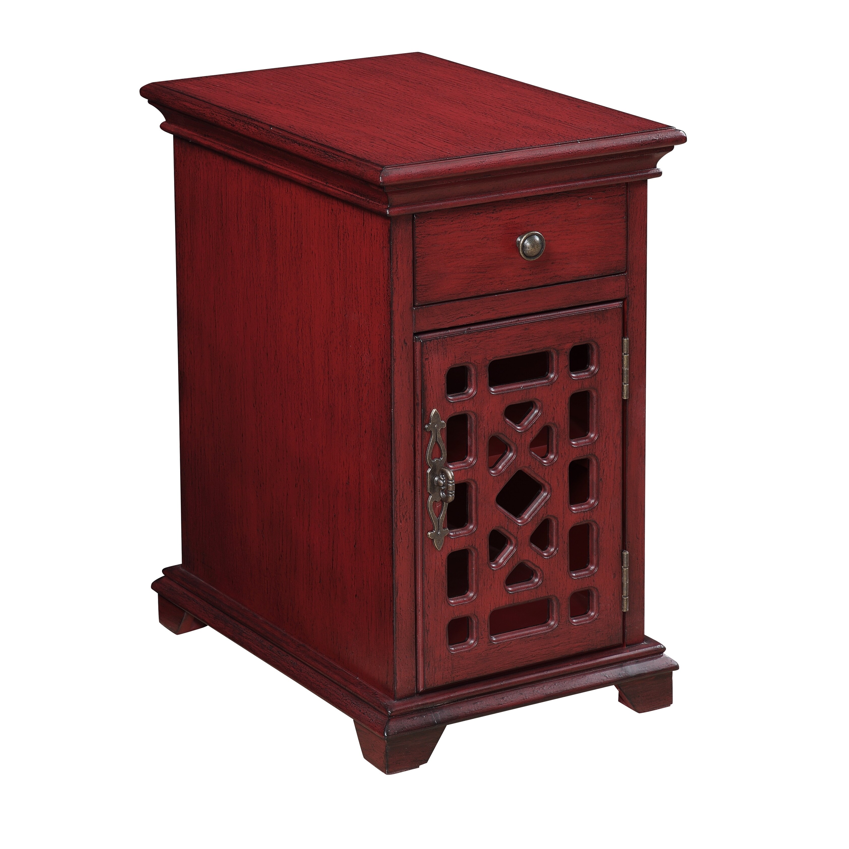 Somette Red One Drawer One Door Chairside Cabinet