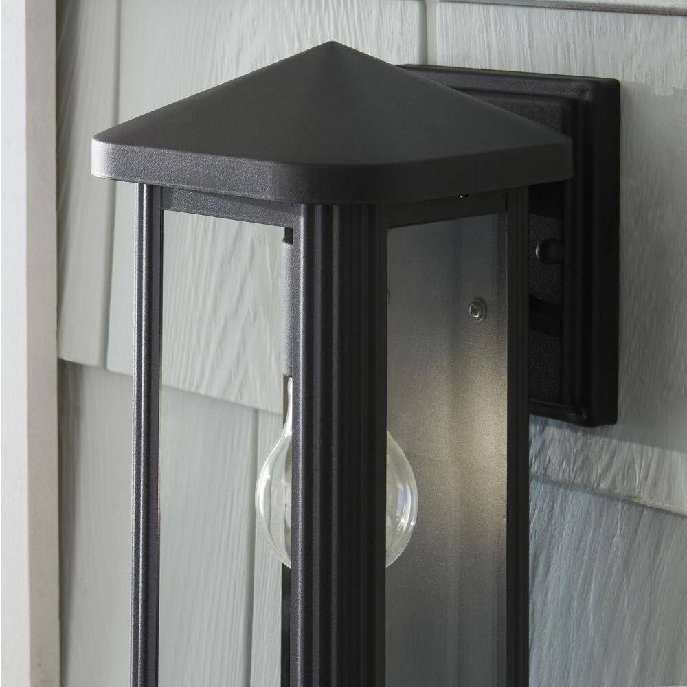 Hampton Bay Granby 1-Light Black Outdoor Wall Light Fixture with Clear Glass (2-Pack) 51130T BK