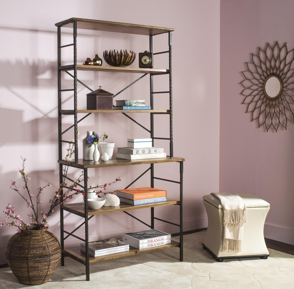 Toni 6 Tier Etagere/Bookcase  Antique Pewter/Brown PIne   Industrial   Bookcases   by Rustic Home Furniture Deco  Houzz