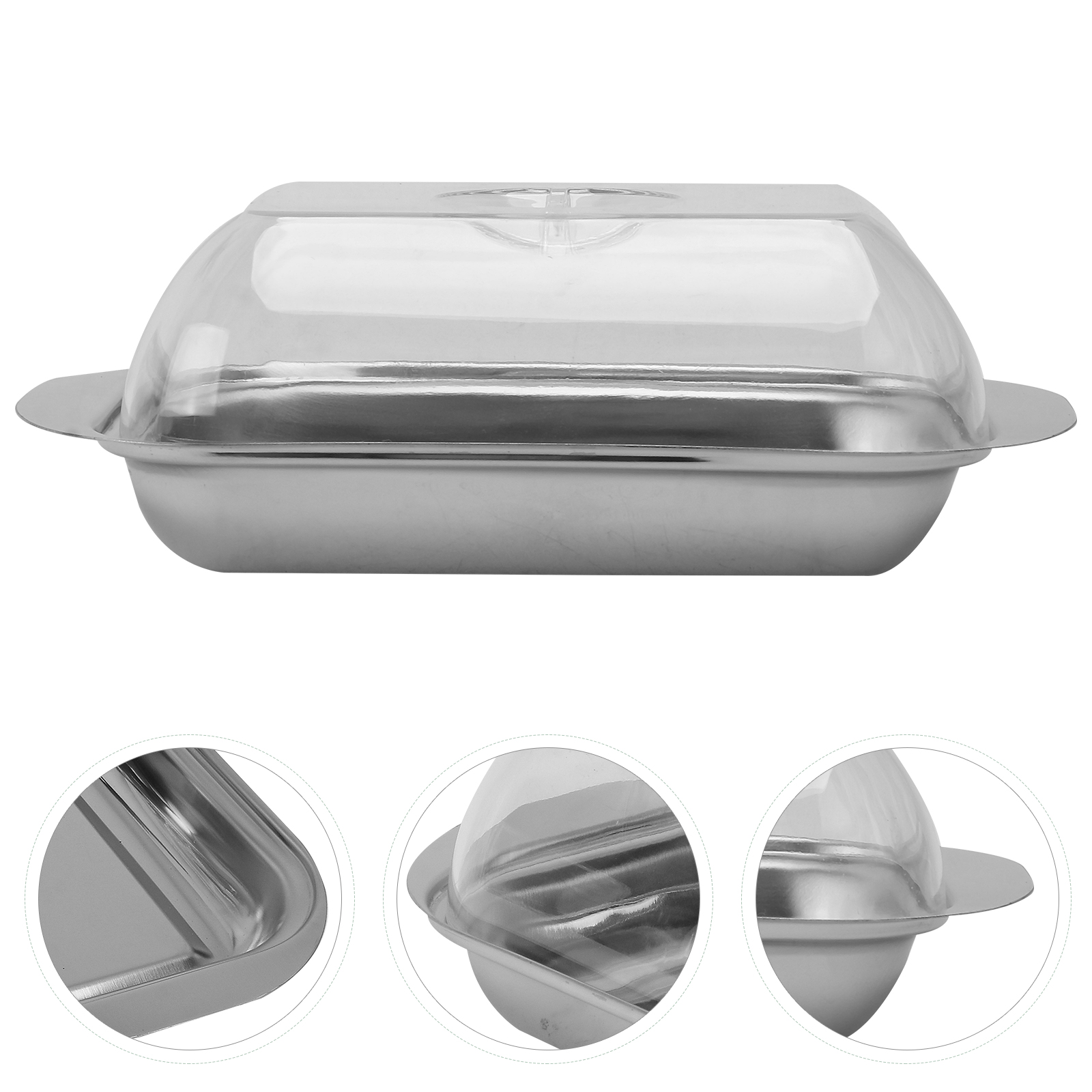 NUOLUX 1Pc Stainless Steel Butter Plate Simple Beef Tallow Dish Storage Plate with Lid