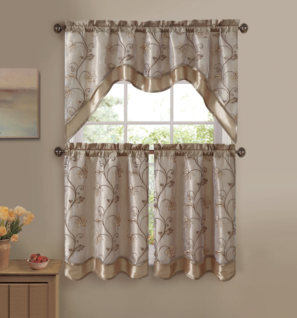 VCNY Audrey 3-piece Kitchen Curtain Tier & Swag Set - Gold