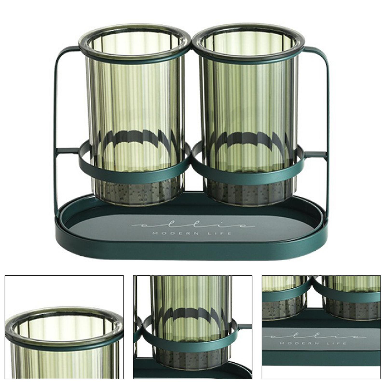 Chopsticks Drying Holder Iron PET Transparent Chopsticks Drying Caddy for Spoons Kitchen Green