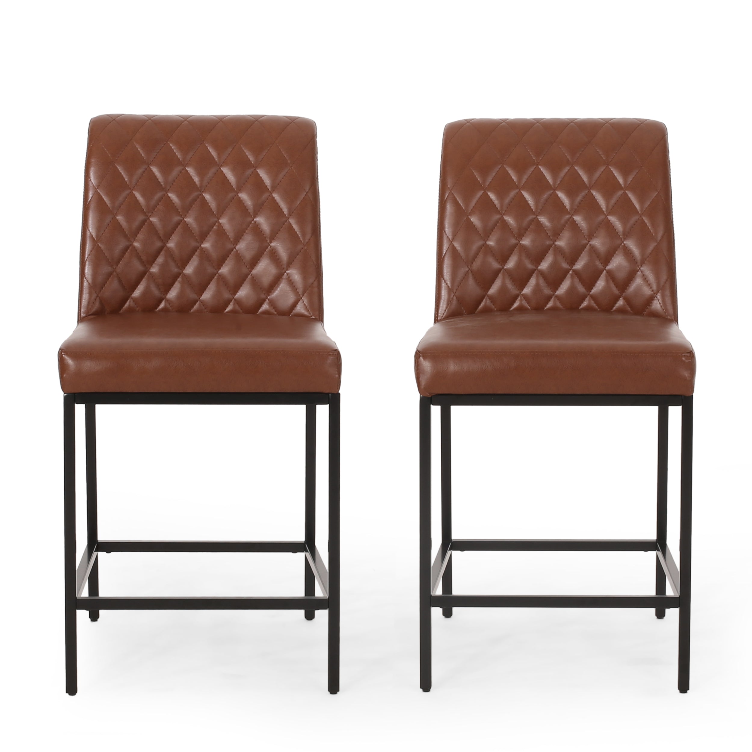 Lansing Contemporary Diamond Stitch Counter Stools, Set of 2